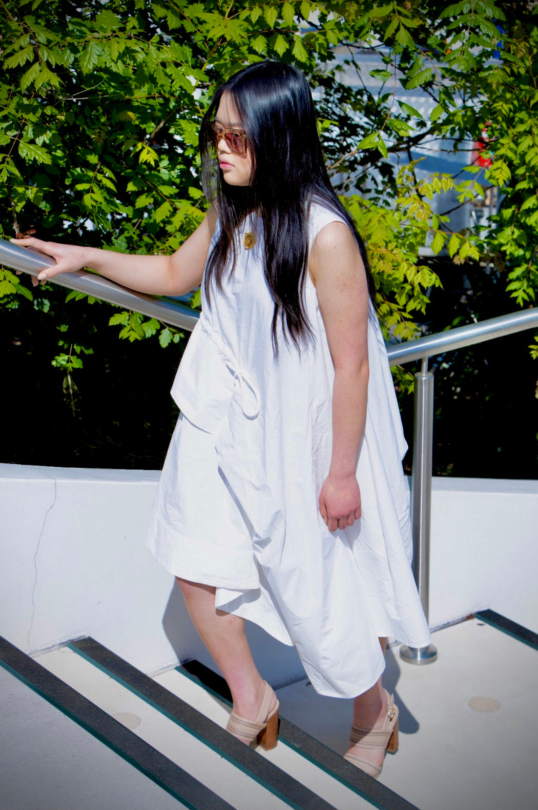 Unique Asymmetric Cotton Dress | Sleeveless, Bold & Elegant