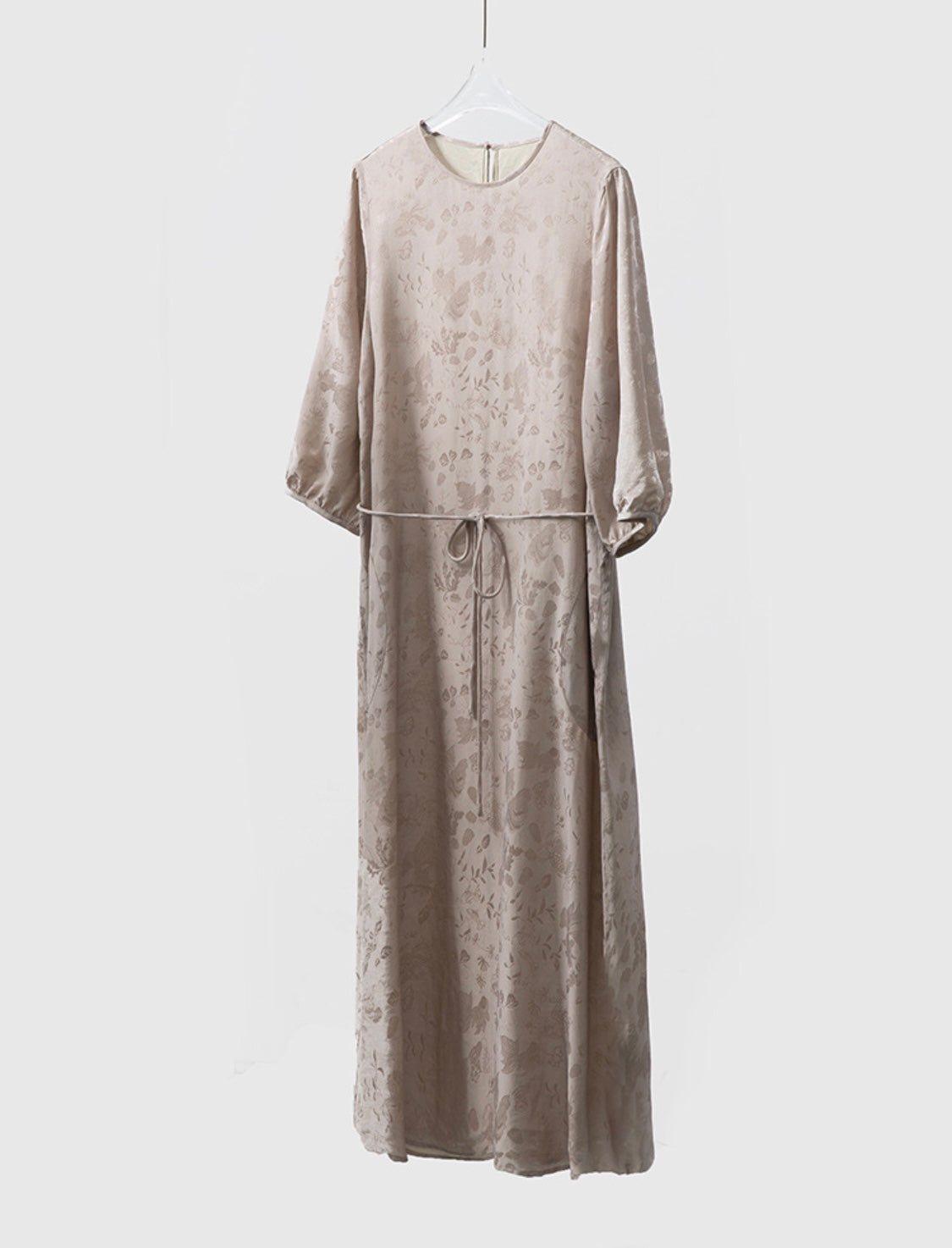 Floral and goldfish Jacquard 100% Silk Dress| 3/4 sleeves maxi dress