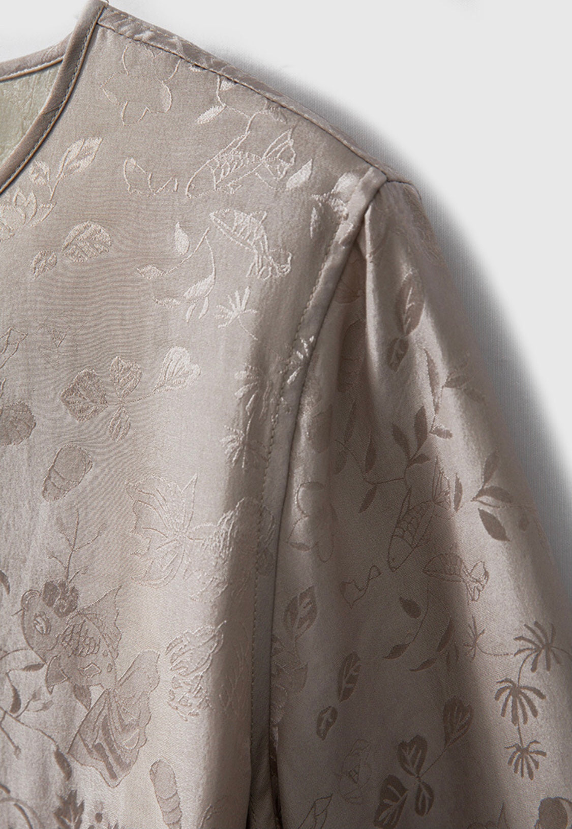 Floral and goldfish Jacquard 100% Silk Dress| 3/4 sleeves maxi dress