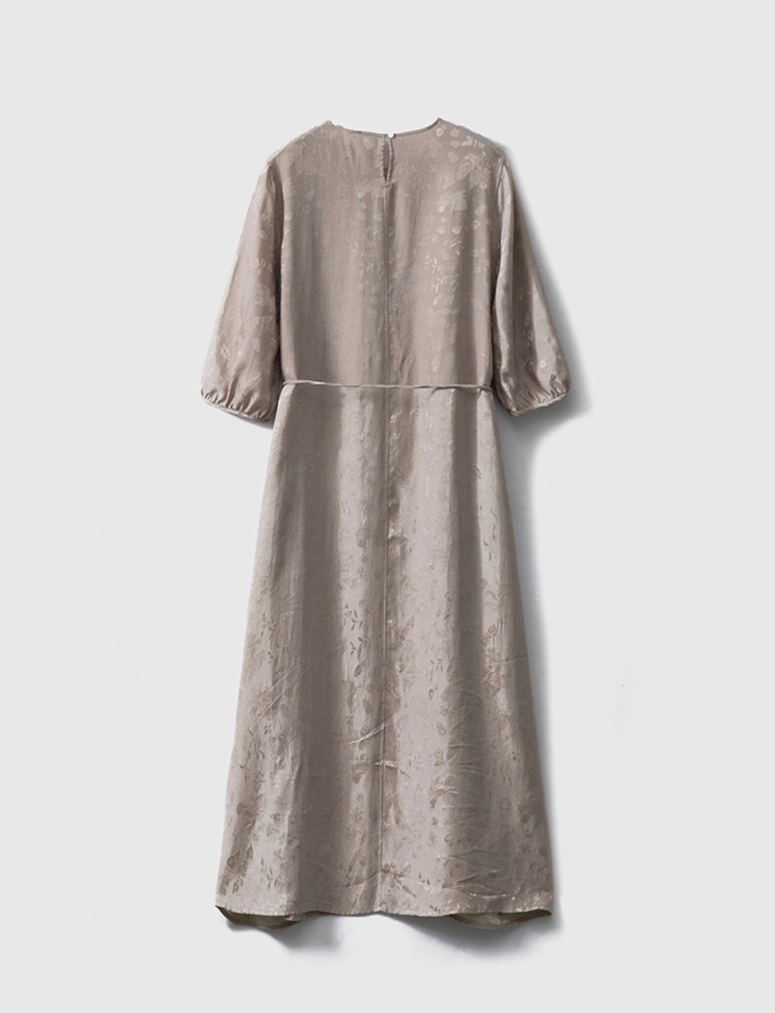 Floral and goldfish Jacquard 100% Silk Dress| 3/4 sleeves maxi dress