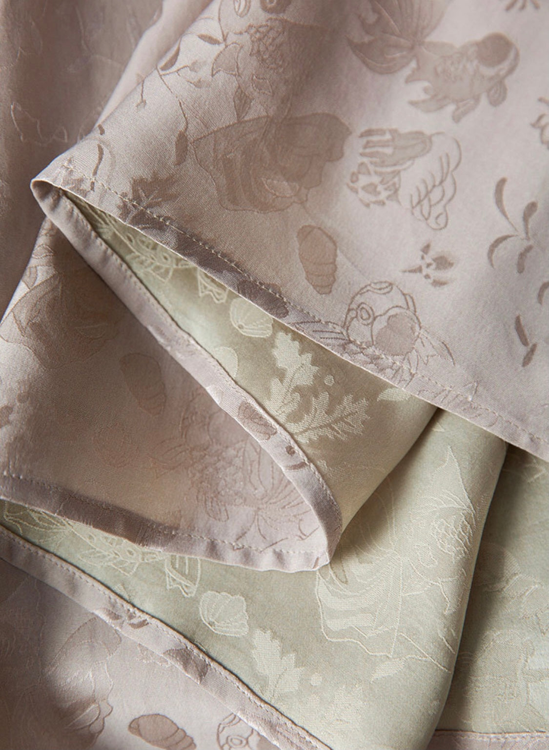 Floral and goldfish Jacquard 100% Silk Dress| 3/4 sleeves maxi dress
