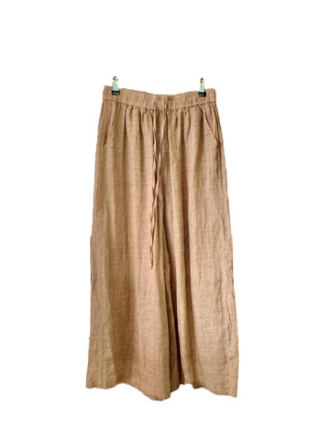Ramie Full-Length Pants | Loose Fit with Elastic Waist