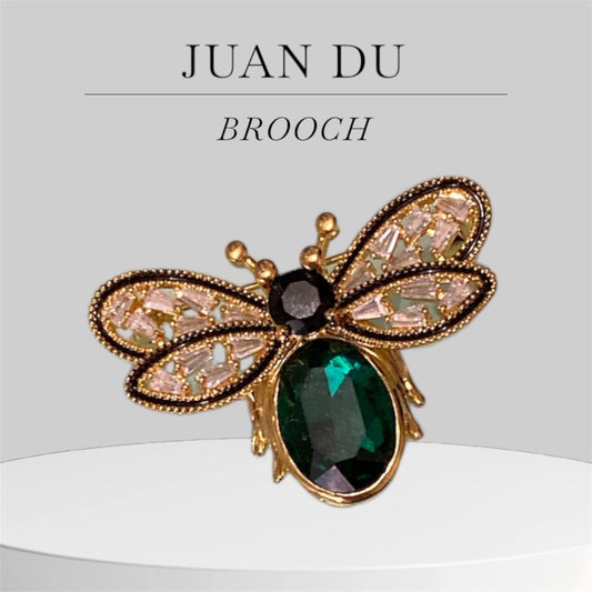 Green Crystal Bee Brooch